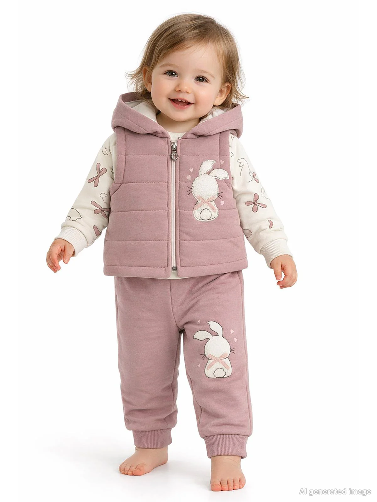 Civil Baby Tavşan Baskılı 3'lü 6-18 Ay Takım - Lila