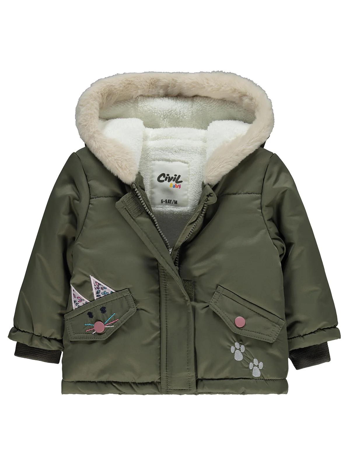 Civil Baby Tavşan Kulak Nakışlı 6-18 Ay Mont - Haki - Image 3