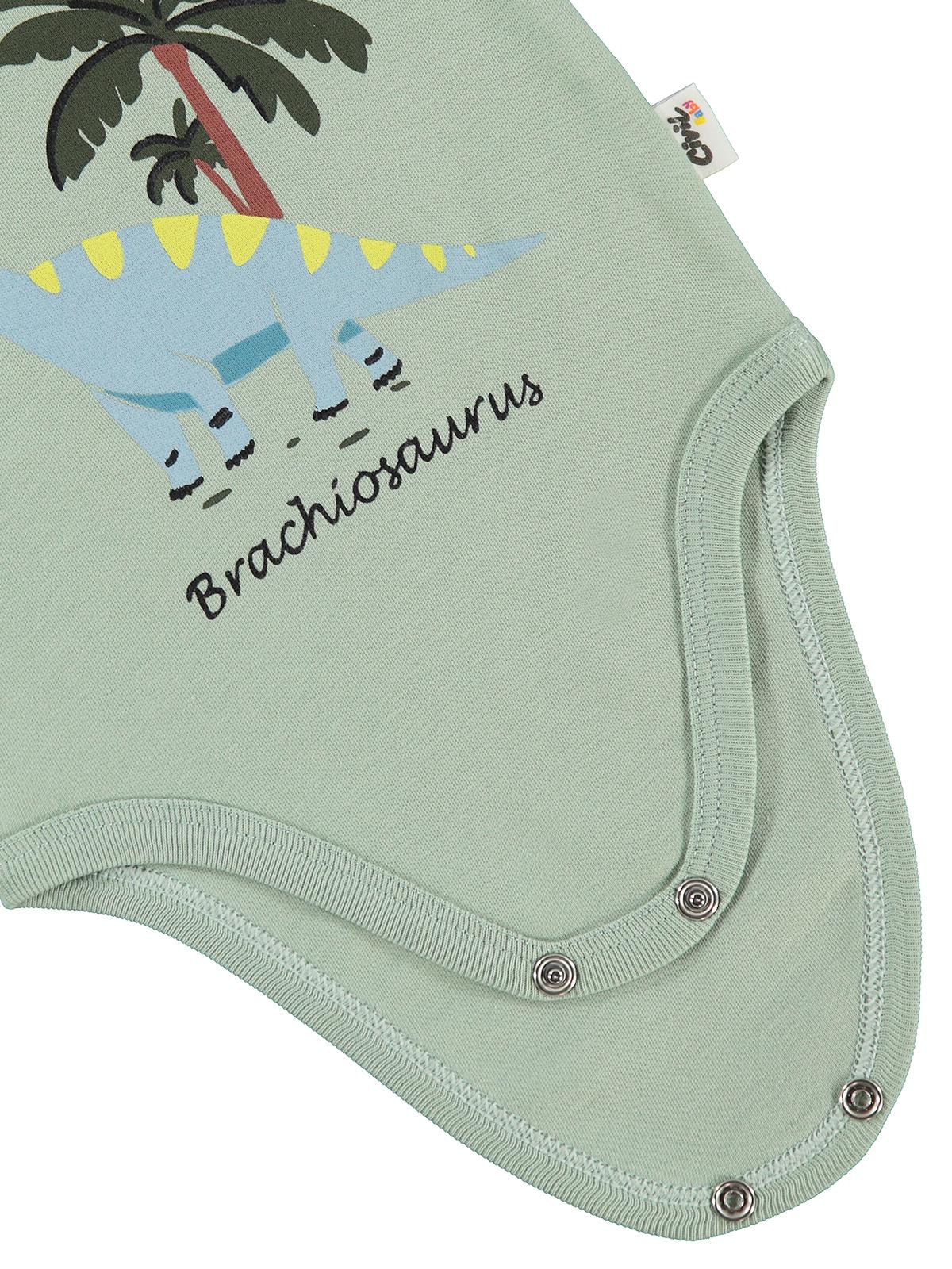 Civil Baby Tiranozor Baskılı 3-36 Ay Çıtçıtlı Badi - Haki - Image 3