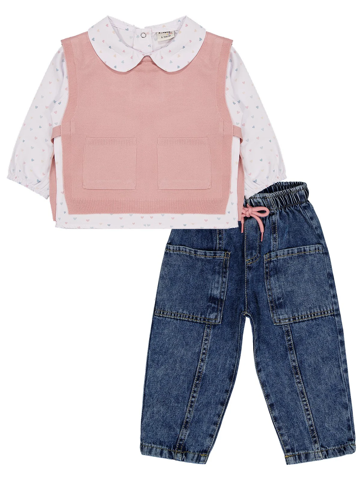 Civil Baby Triko Süveter 3'lü Set 6-18 Ay Takım - Pembe - Image 14