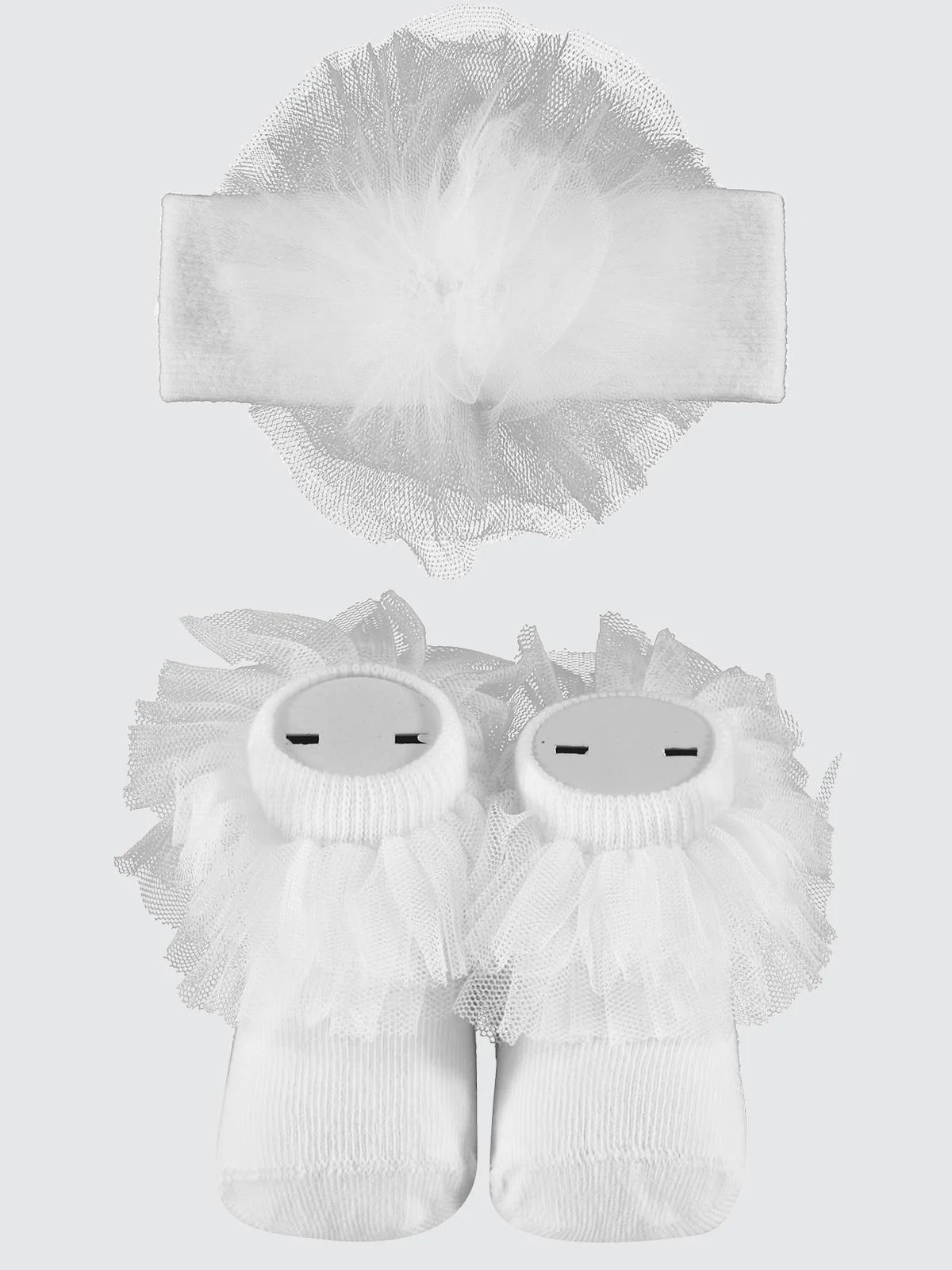 Civil Baby Tüllü Çorap ve Bandana 0-24 Ay Bebek Kız Çorap Set - Beyaz - Image 2