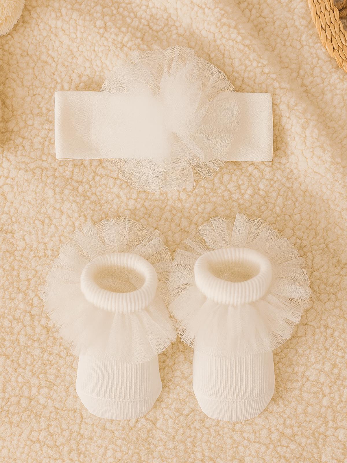 Civil Baby Tüllü Çorap ve Bandana 0-24 Ay Bebek Kız Çorap Set - Beyaz - Image 3
