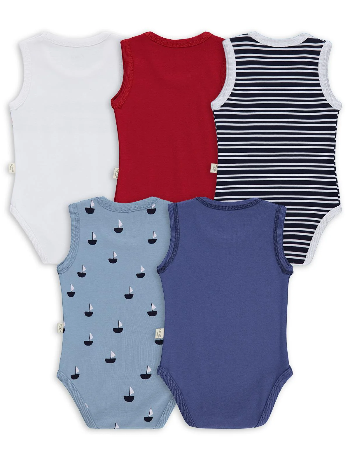 Civil Baby Yelken Empirmeli 5 Li 0-36 Ay Çıtçıtlı Badi - Mavi - Image 7