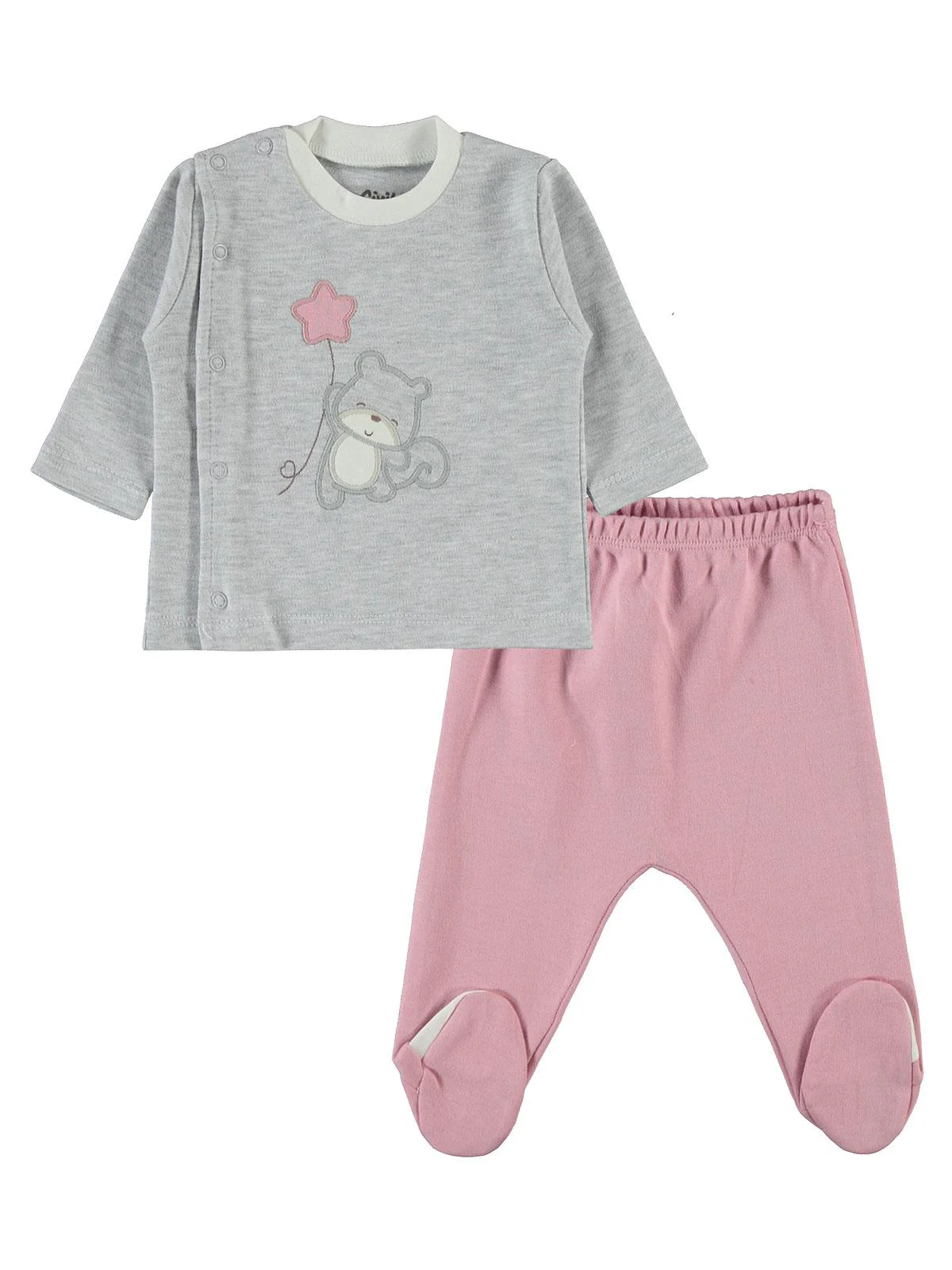 Civil Baby Yıldız Ayıcık Nakışlı 0-1 Ay Zıbın Setleri - Pembe - Image 2