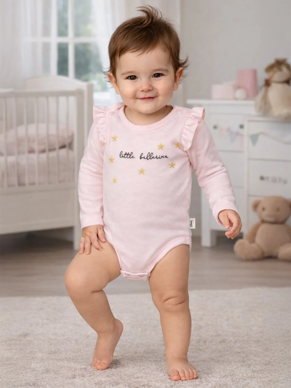 Civil Baby Yıldız Nakışlı 1-18 Ay Çıtçıtlı Badi - Pembe - Image 5