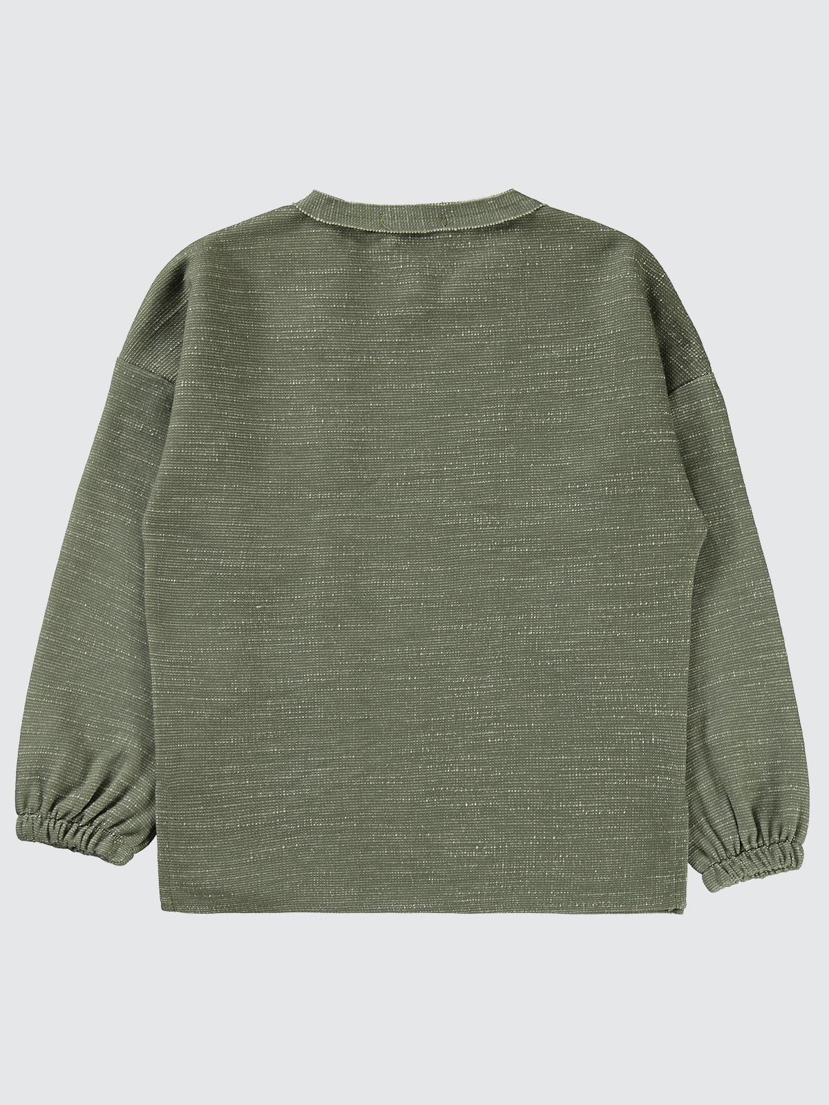 Civil Boys 1996 Armalı Süs Düğmeli 6-9 Yaş Sweatshirt - Haki - Image 3