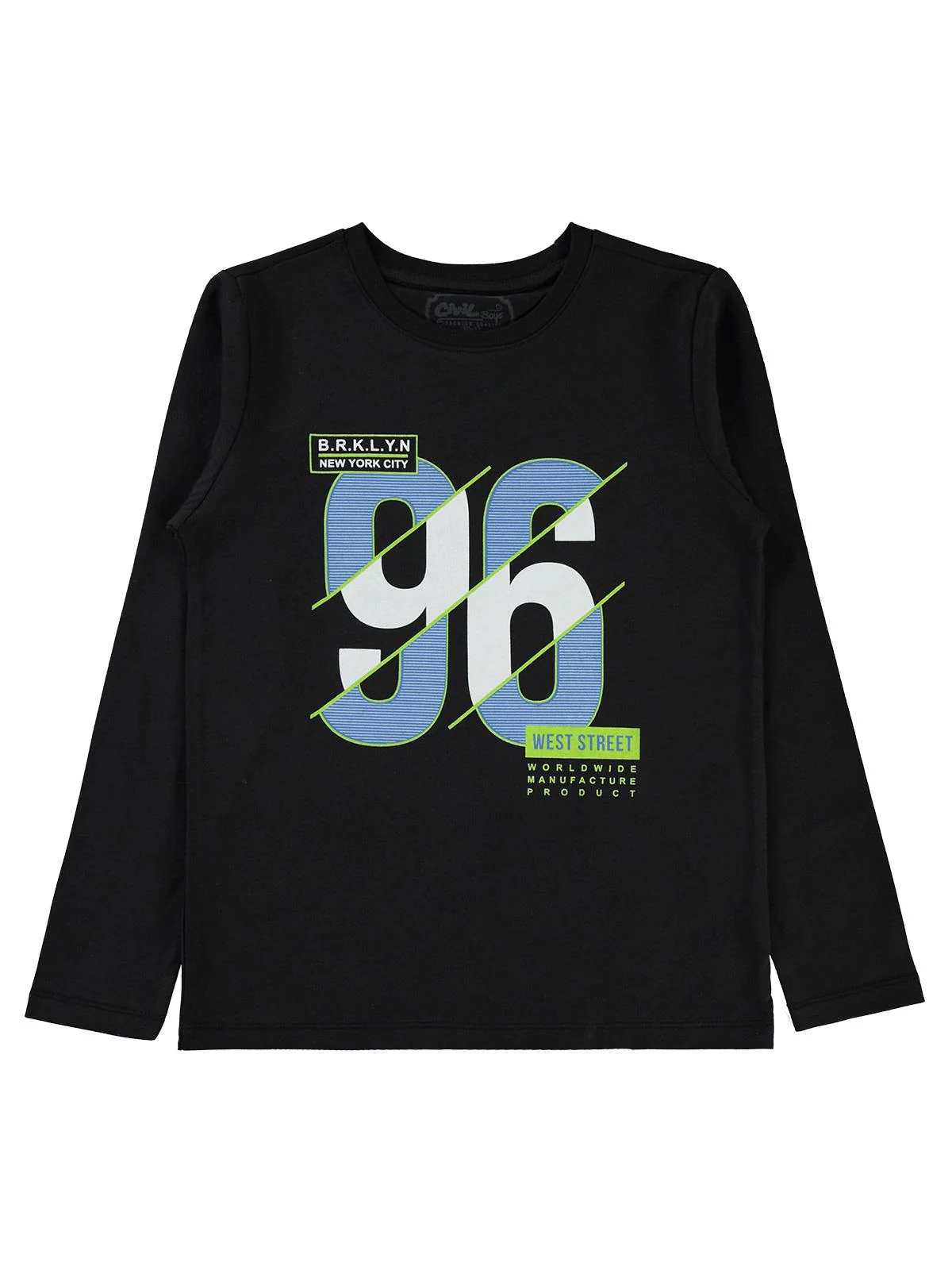Civil Boys 96 Baskılı 10-13 Yaş Sweatshirt - Siyah - Image 3