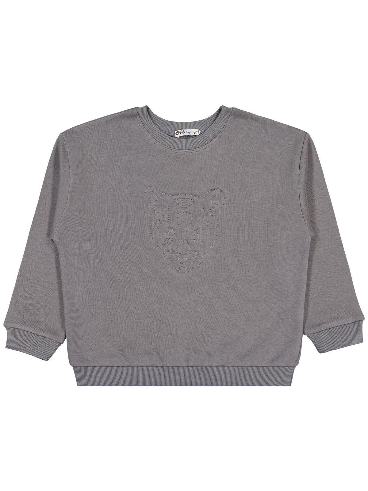 Civil Boys Aslan Nakışlı 6-9 Yaş Sweatshirt - Gri - Image 2