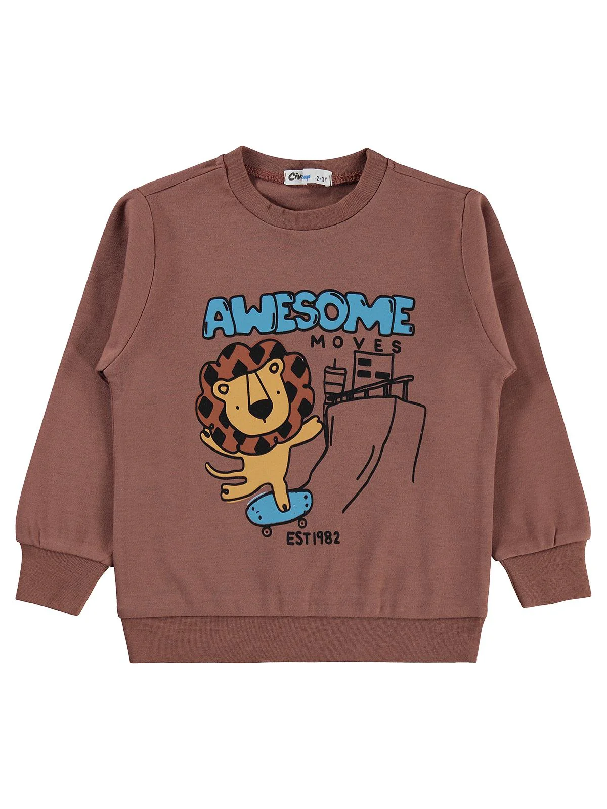 Civil Boys Awesome Aslan Baskılı 2-5 Yaş Sweatshirt Km - Kahverengi - Image 3