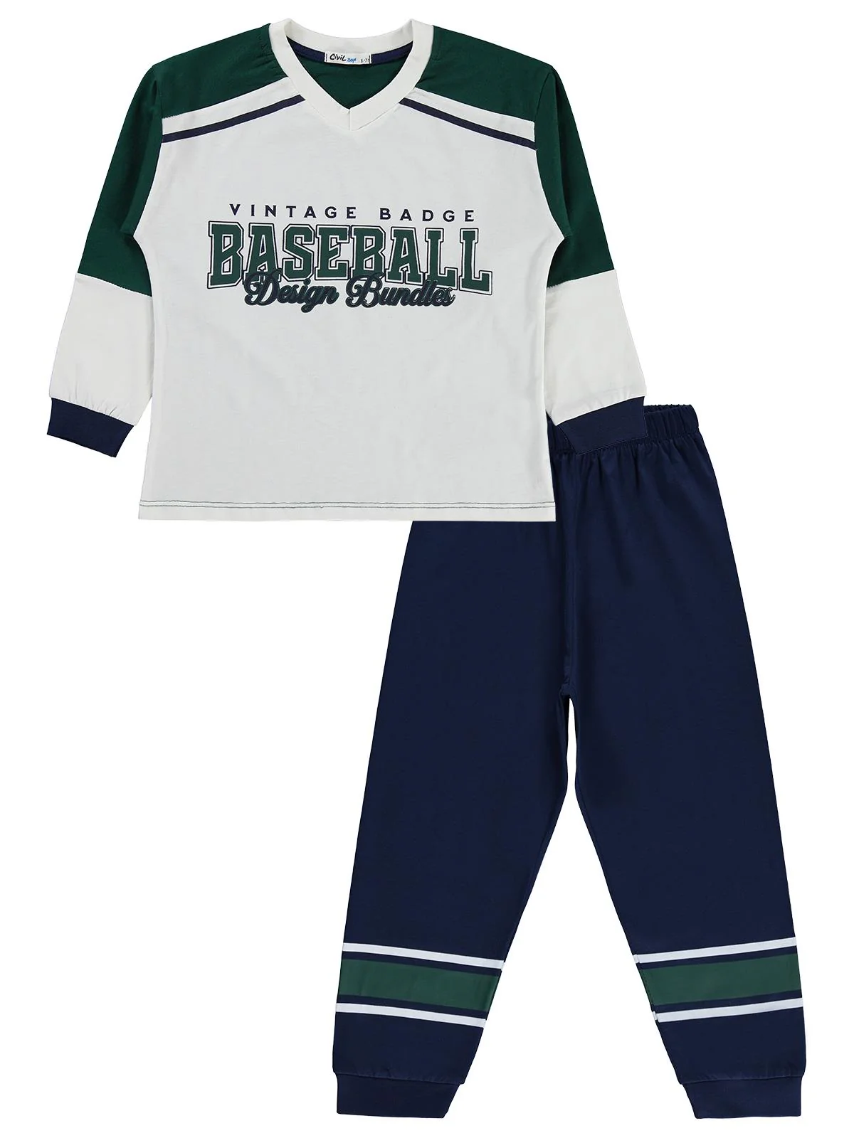 Civil Boys Baseball Baskılı 6-9 Yaş Pijama Takımı - Yeşil - Image 7