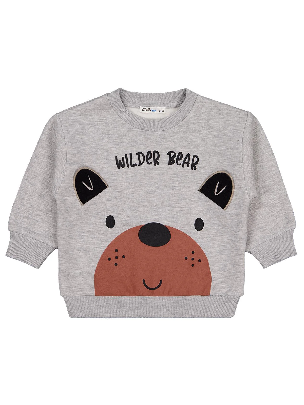 Civil Boys Bear Baskı-Nakışlı 2-5 Yaş Sweatshirt - Bej - Image 3