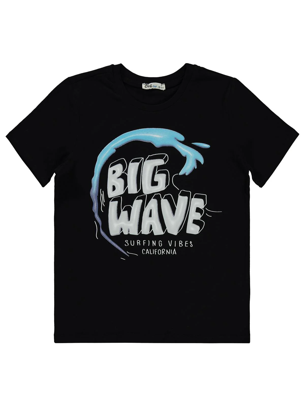 Civil Boys Bıg Wave Baskılı 10-13 Yaş Tişört - Siyah - Image 3