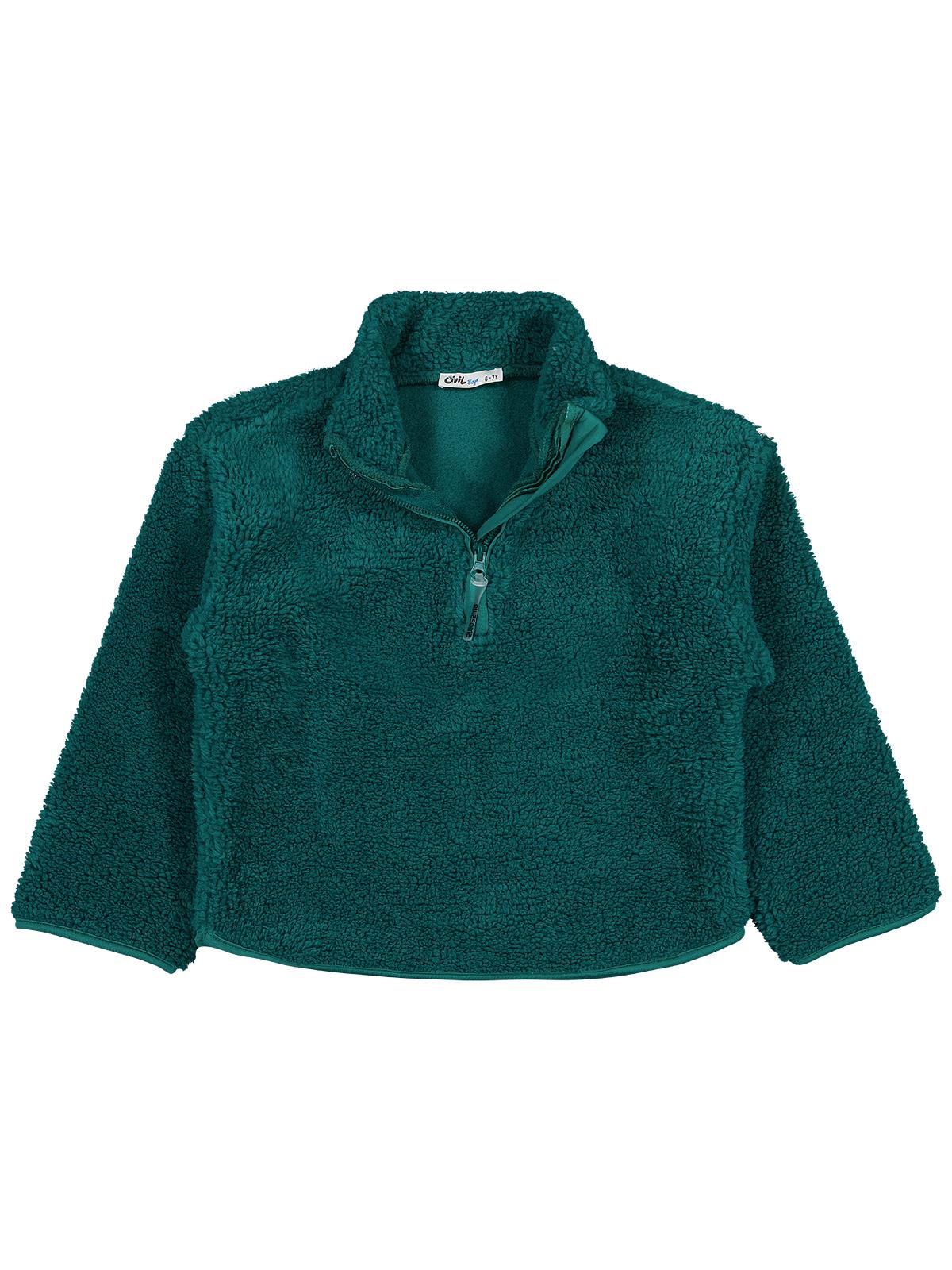 Civil Boys Biyeli Yarım Fermuarlı 6-9 Yaş Sweatshirt - Yeşil - Image 2