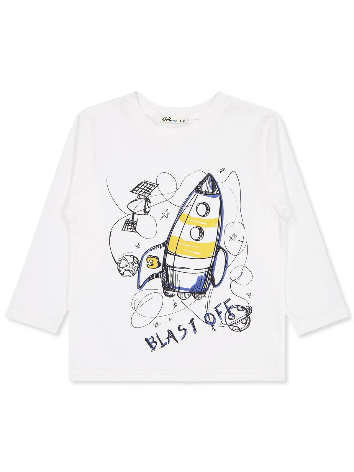 Civil Boys Blast Off Baskılı 2-5 Yaş Sweatshirt - Ekru - Image 3