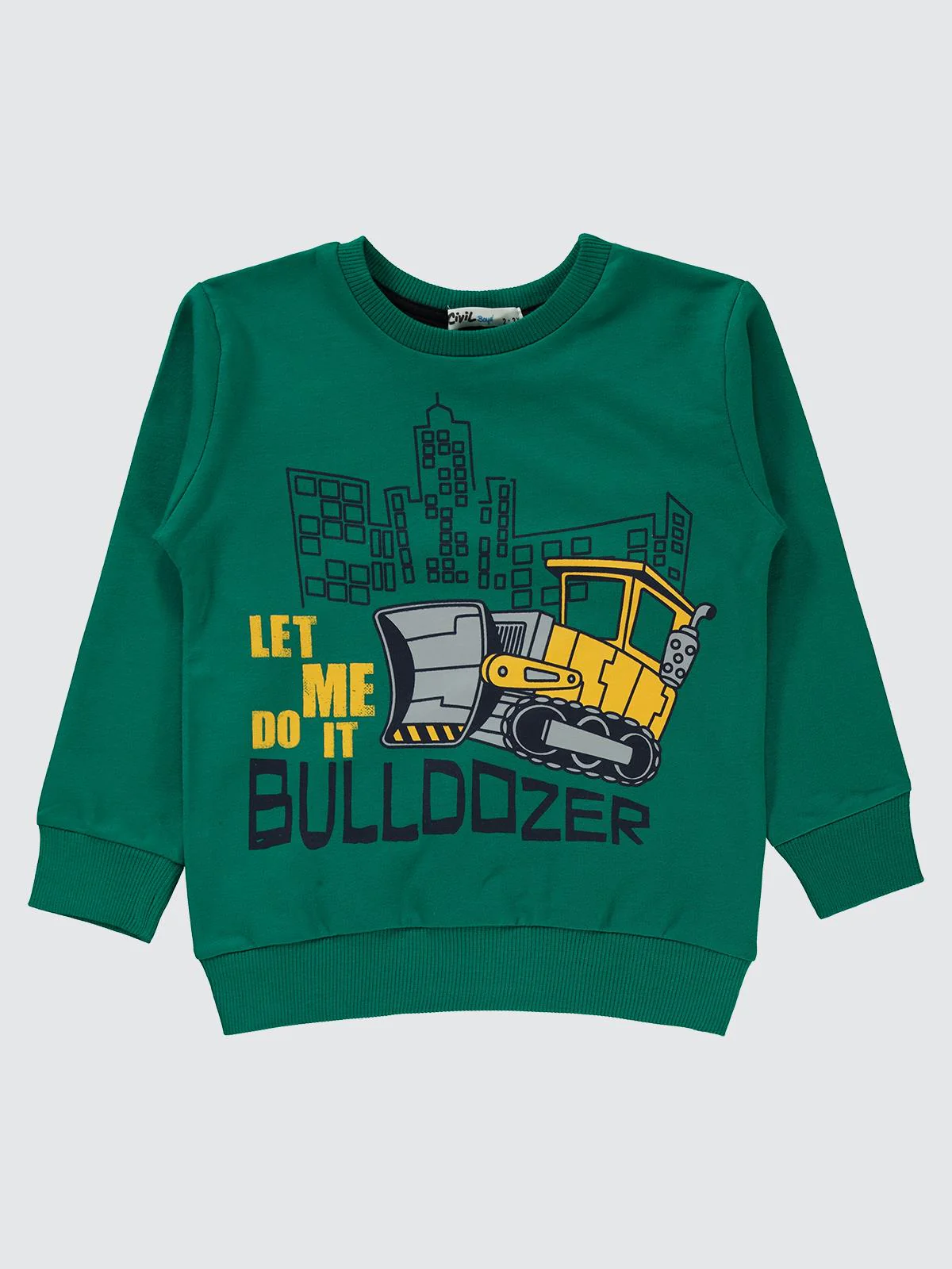 Civil Boys Bulldozer Baskılı 2-5 Yaş Sweatshirt - Yeşil - Image 3