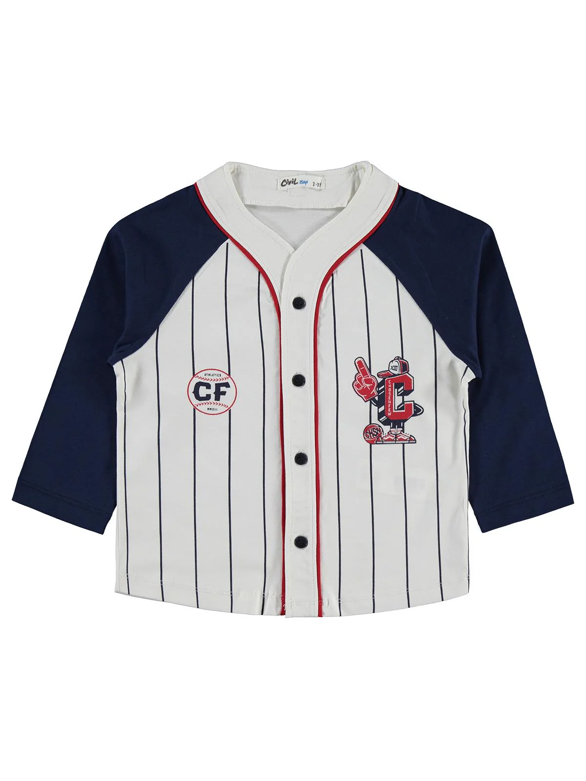 Civil Boys Çizgili Düğmeli 2-5 Yaş Pijama Takımı - Lacivert - Image 2