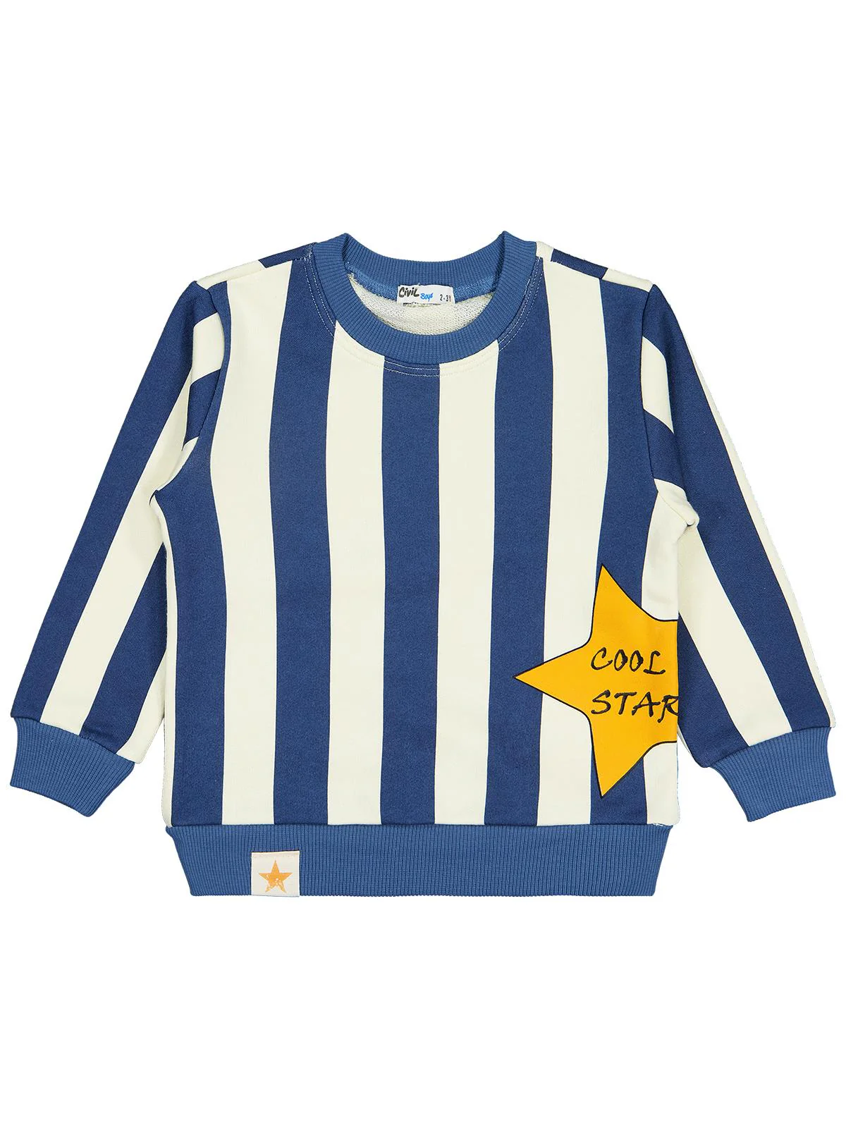 Civil Boys Çizgili Yıldız Baskılı 2-5 Yaş Sweatshirt - Bordo - Image 7