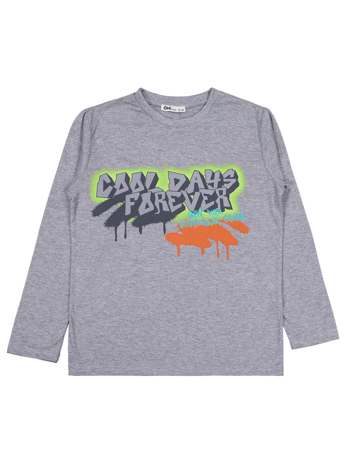 Civil Boys Cool Days Forever Baskılı 10-13 Yaş Sweatshirt - Gri