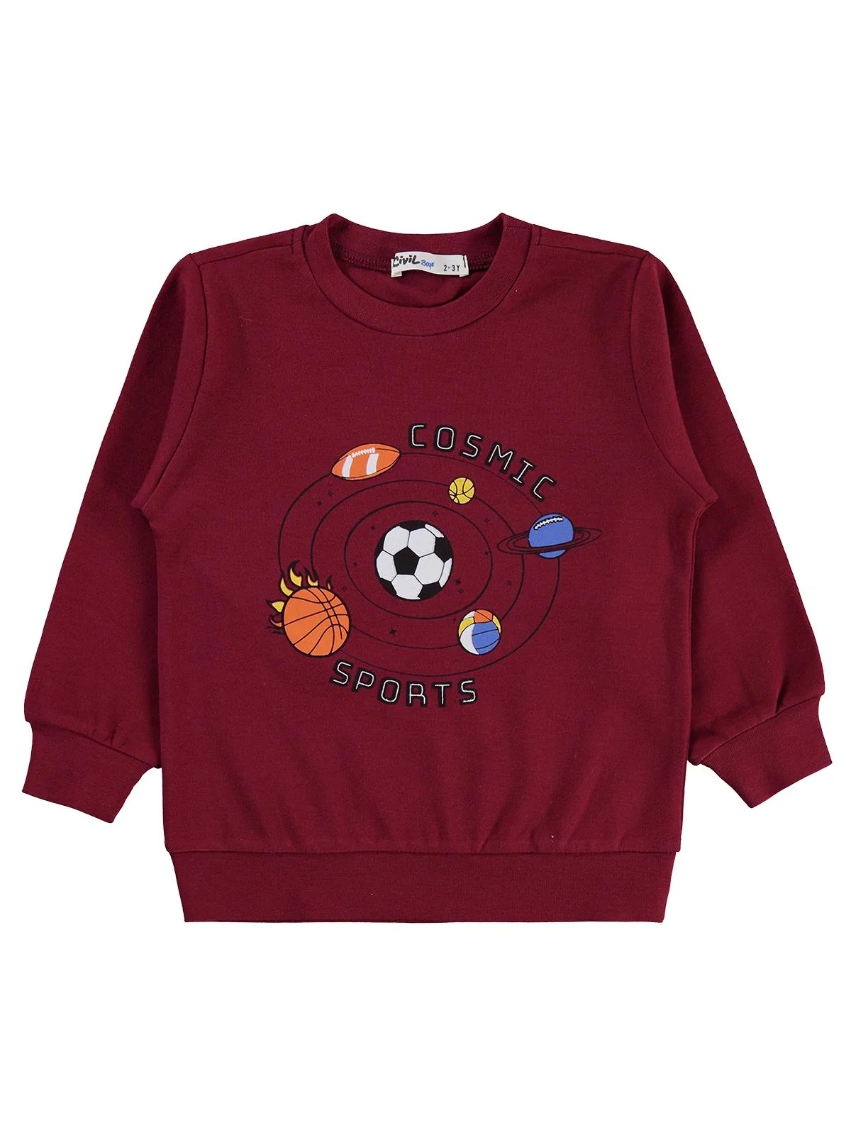 Civil Boys Cosmic Baskılı 2-5 Yaş Sweatshirt  - Bordo