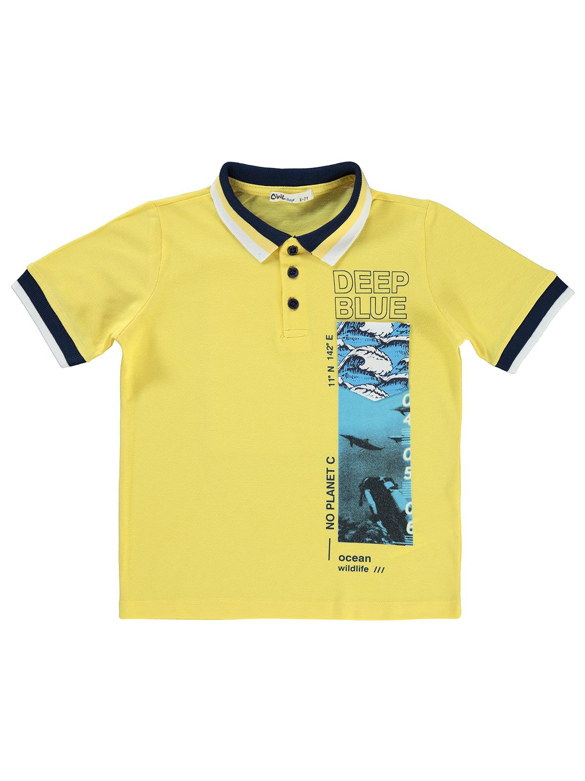 Civil Boys Deep Blue Baskılı 10-13 Yaş Tişört - Sarı