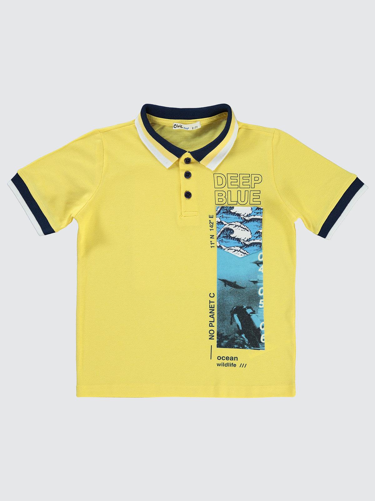 Civil Boys Deep Blue Baskılı 10-13 Yaş Tişört - Sarı - Image 8