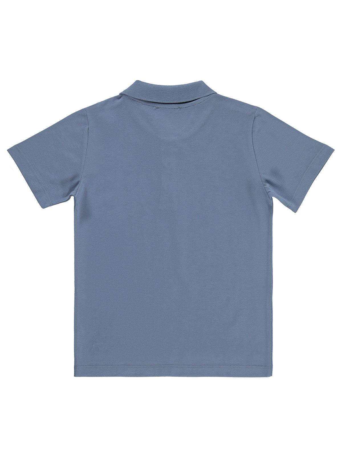 Civil Boys Erkek Çocuk Palmiye Nakışlı Polo Yaka 6-9 Yaş Tişört - Mavi - Image 2