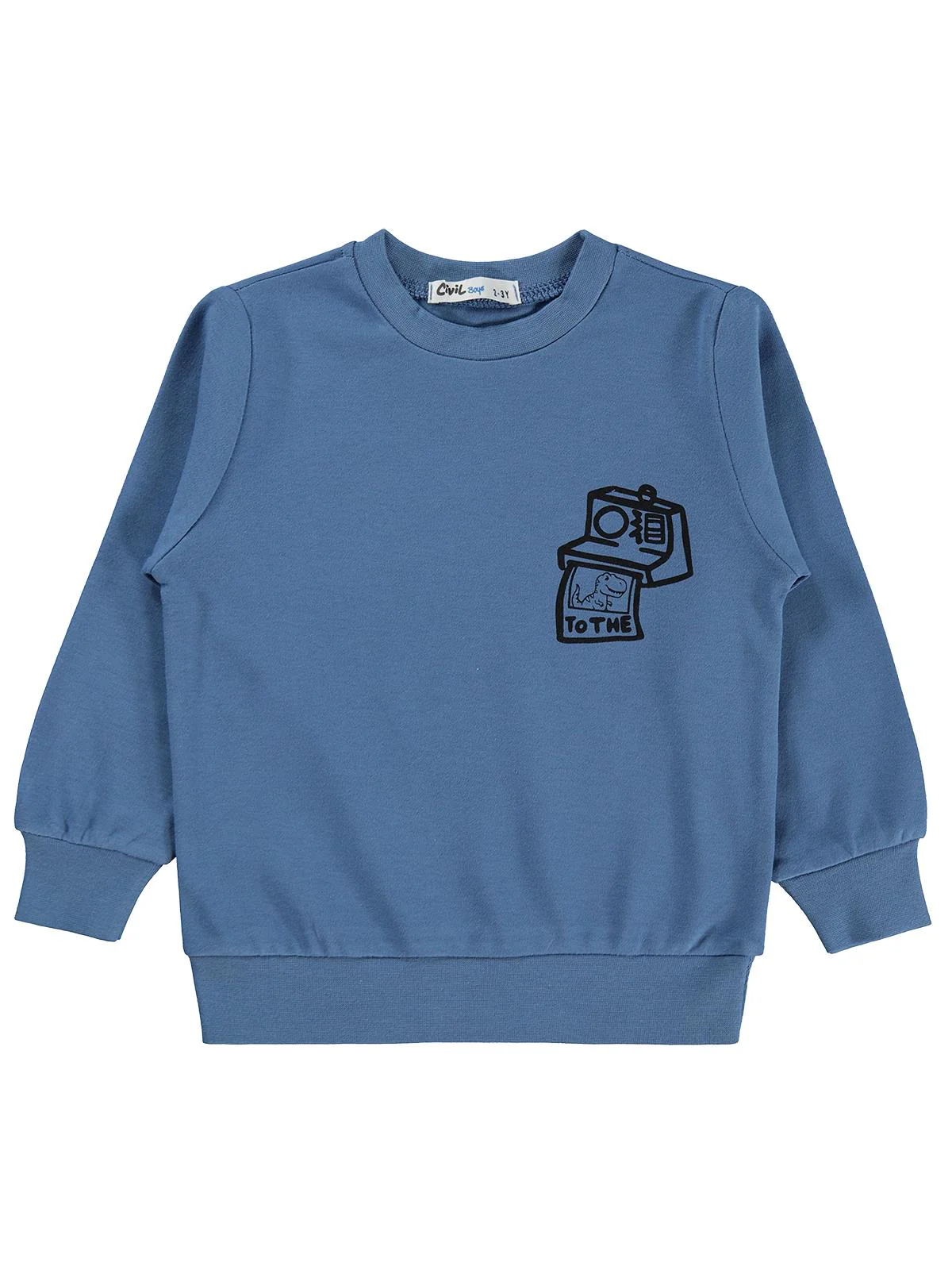 Civil Boys Fotoğraf Makinesi Baskılı 2-5 Yaş Sweatshirt - Mavi