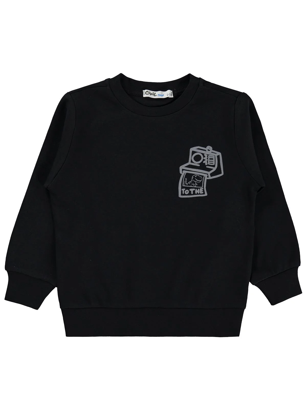 Civil Boys Fotoğraf Makinesi Baskılı 2-5 Yaş Sweatshirt - Siyah
