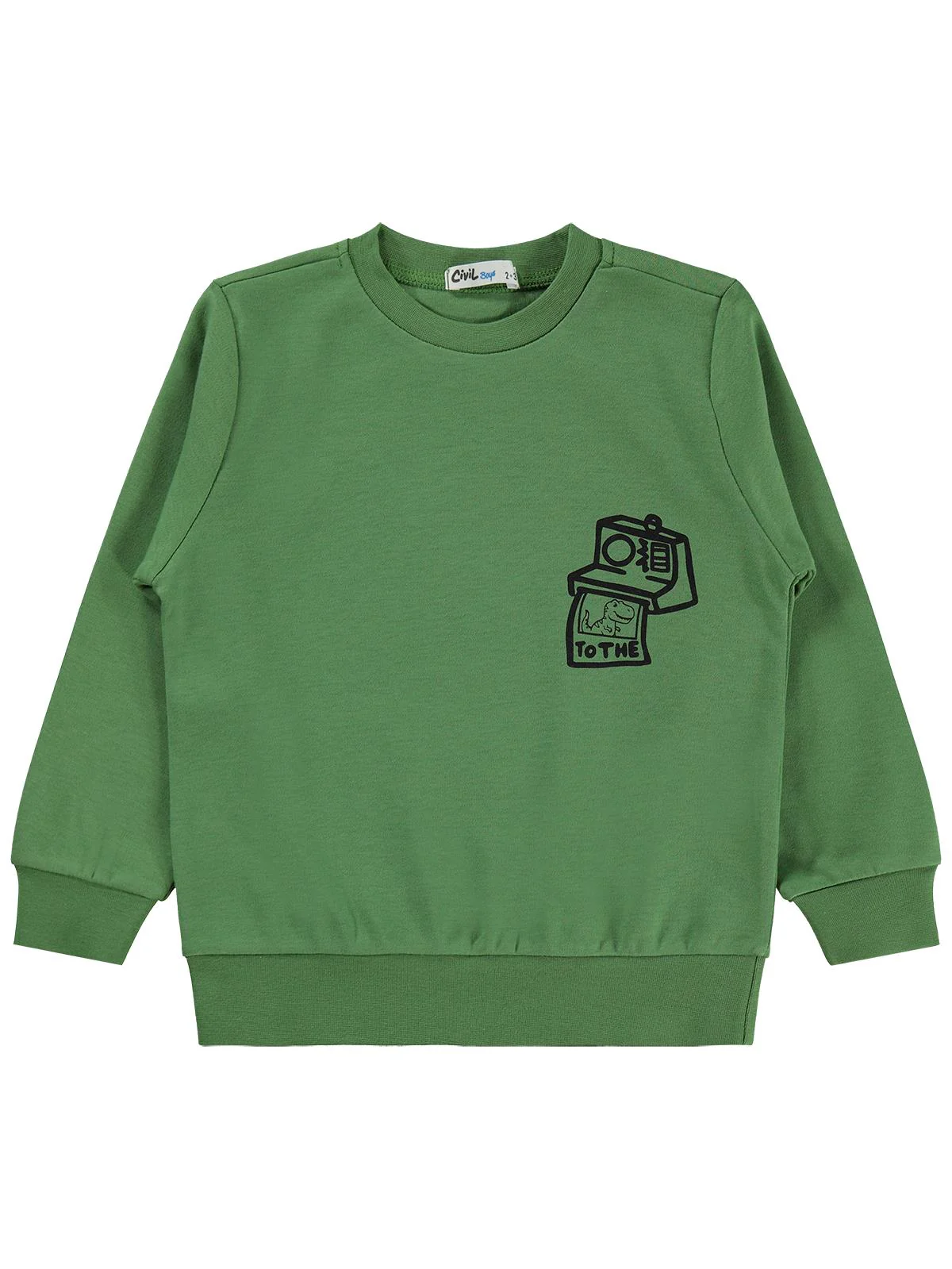 Civil Boys Fotoğraf Makinesi Baskılı 2-5 Yaş Sweatshirt  - Yeşil