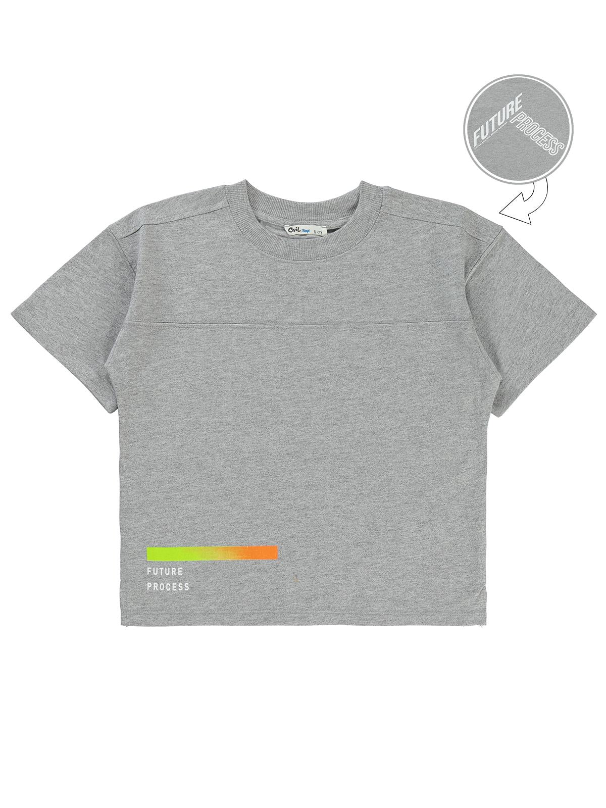 Civil Boys Future Baskılı Oversize 6-9 Yaş Tişört - Gri
