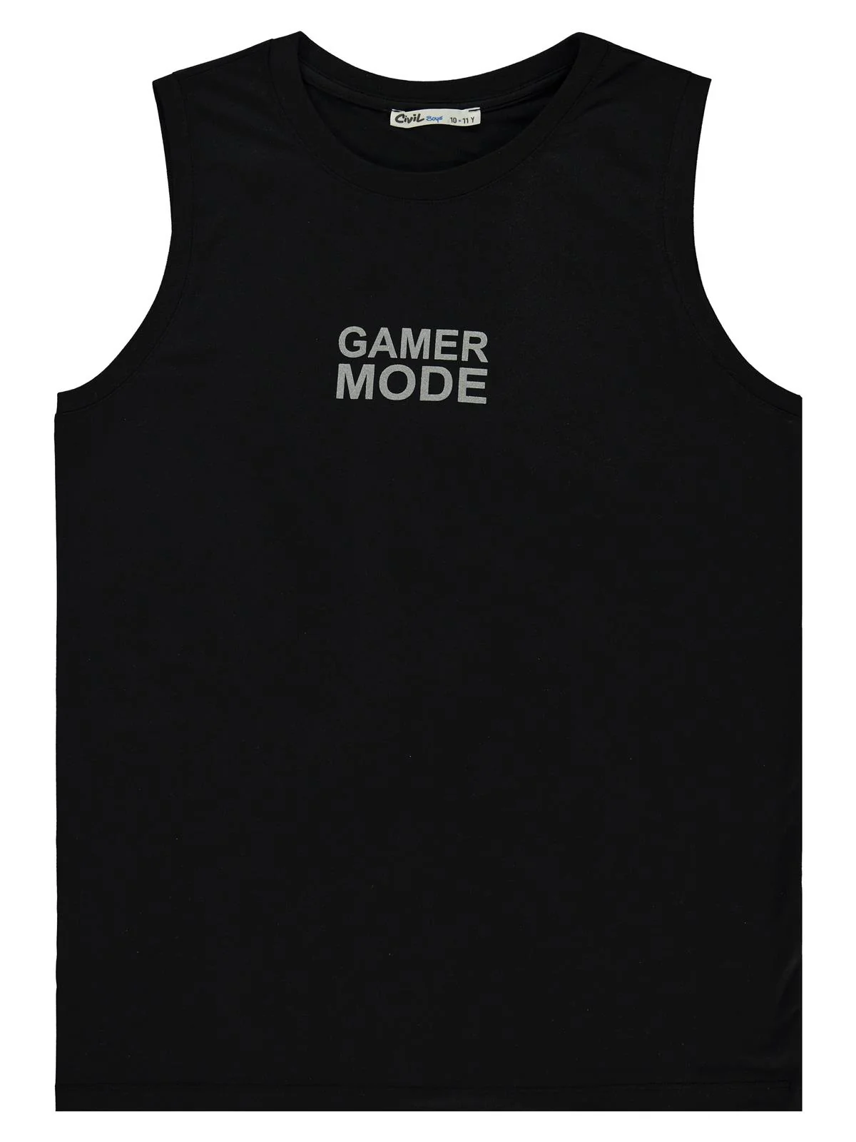 Civil Boys Gamer Mode Reflektör Baskılı Sıfır Kol 10-13 Yaş Tişört - Siyah