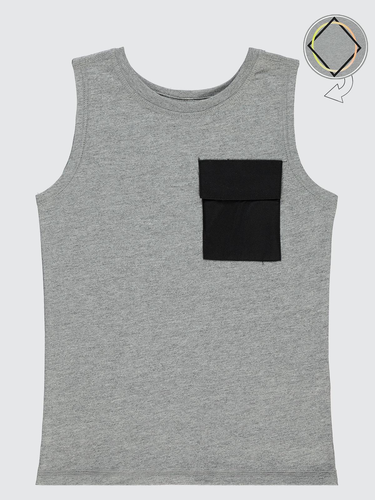 Civil Boys Geometrik Baskılı 10-13 Yaş Tişört - Gri - Image 3