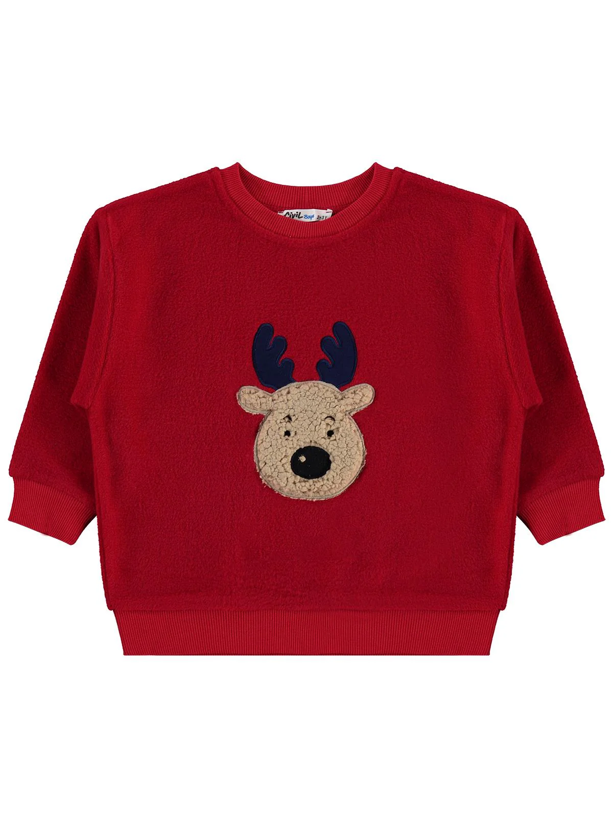 Civil Boys Geyik Nakışlı 2-5 Yaş Sweatshirt - Kırmızı