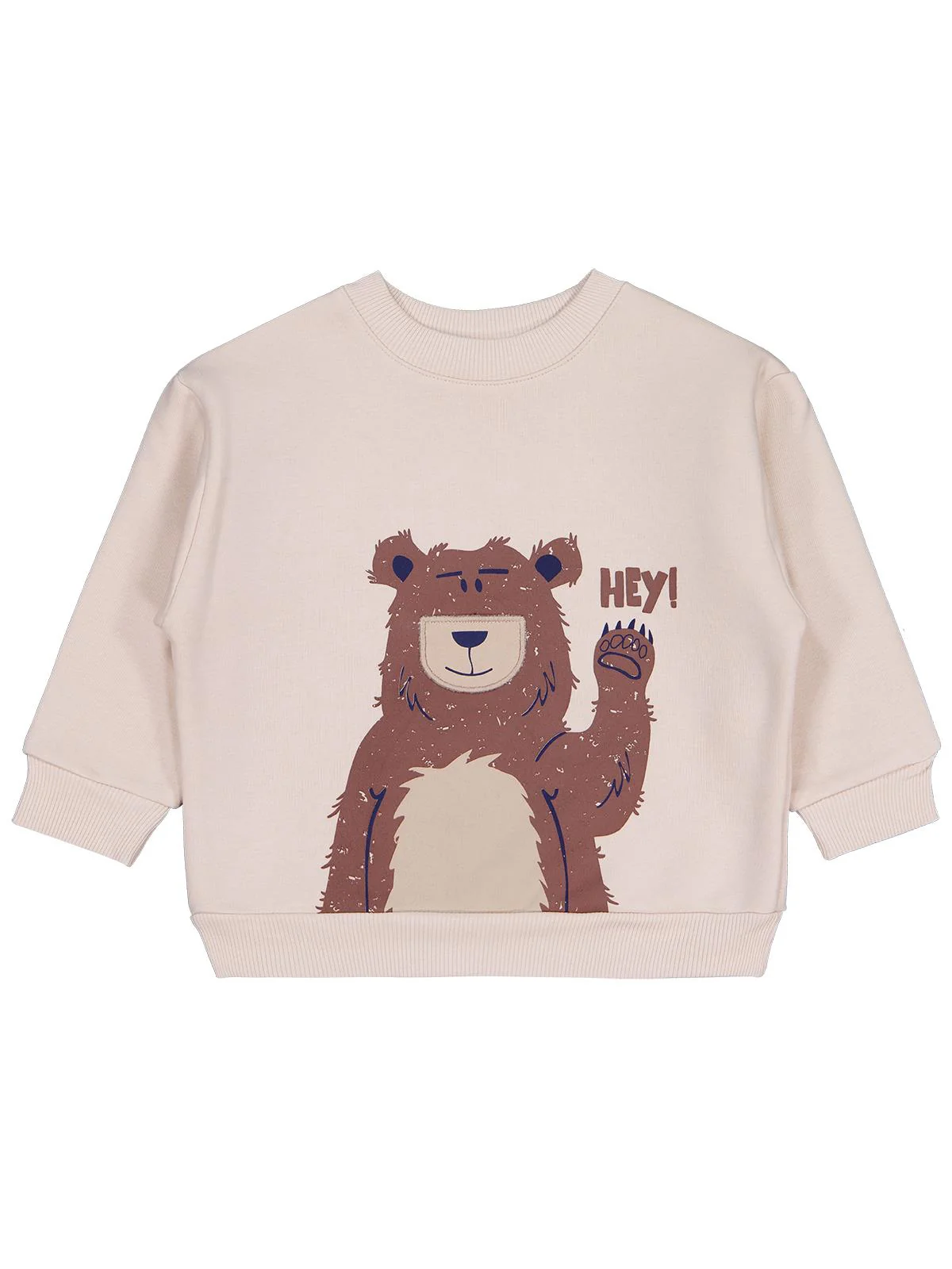 Civil Boys Hey Ayı Baskılı 2-5 Yaş Sweatshirt - Bej - Image 3