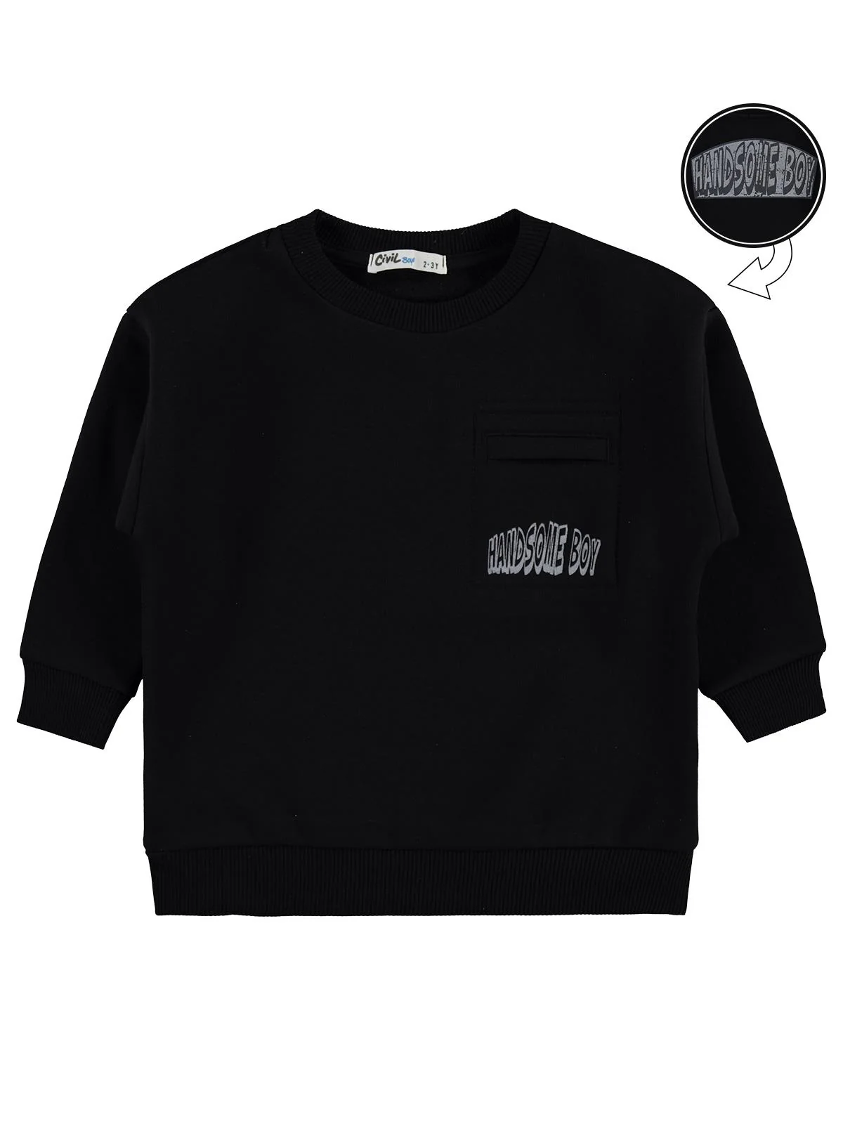 Civil Boys Hnadsome Baskılı 2-5 Yaş Sweatshirt - Mavi - Image 3