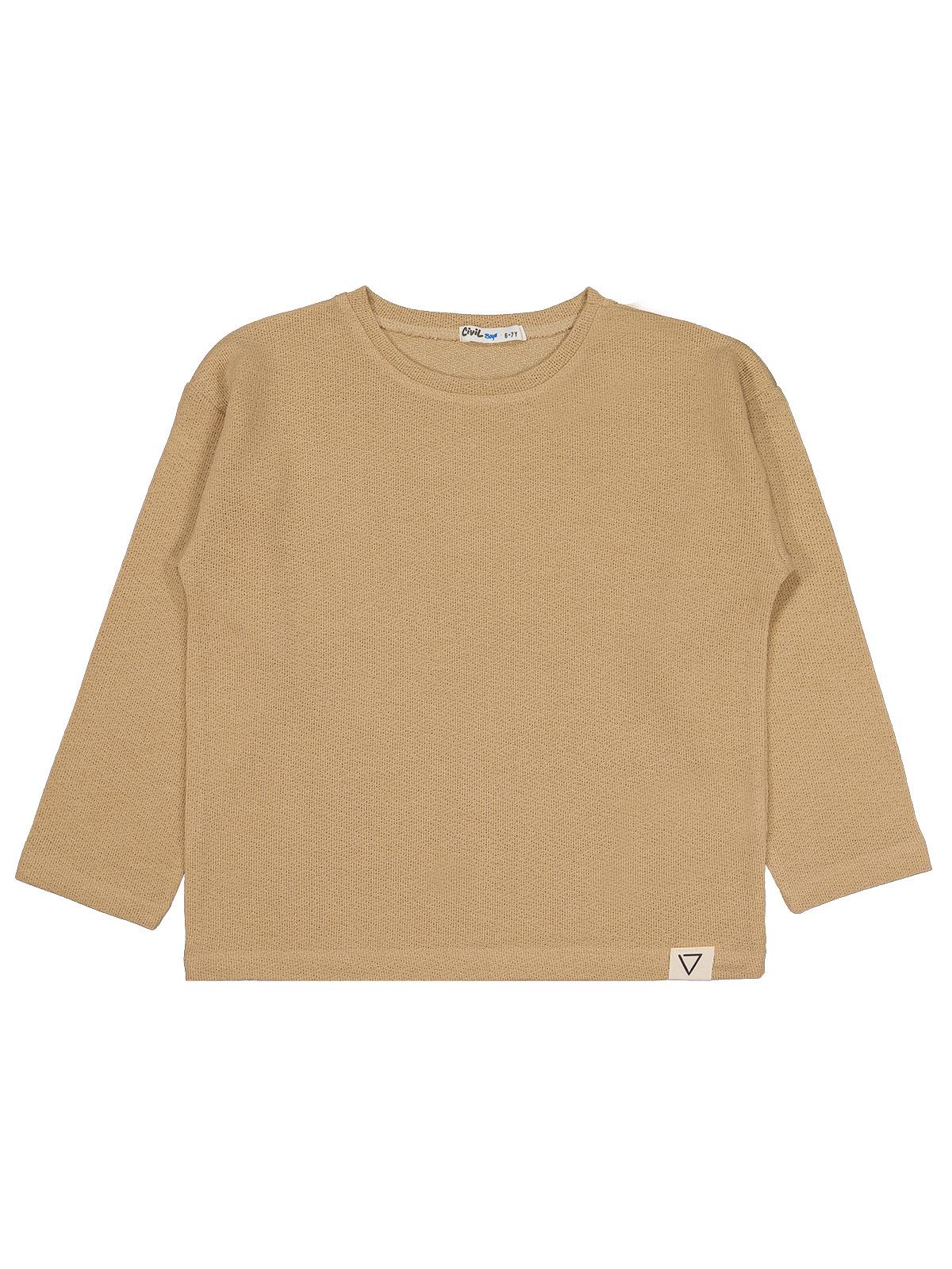 Civil Boys Jakarlı Basic 10-13 Yaş Sweatshirt - Bej - Image 2