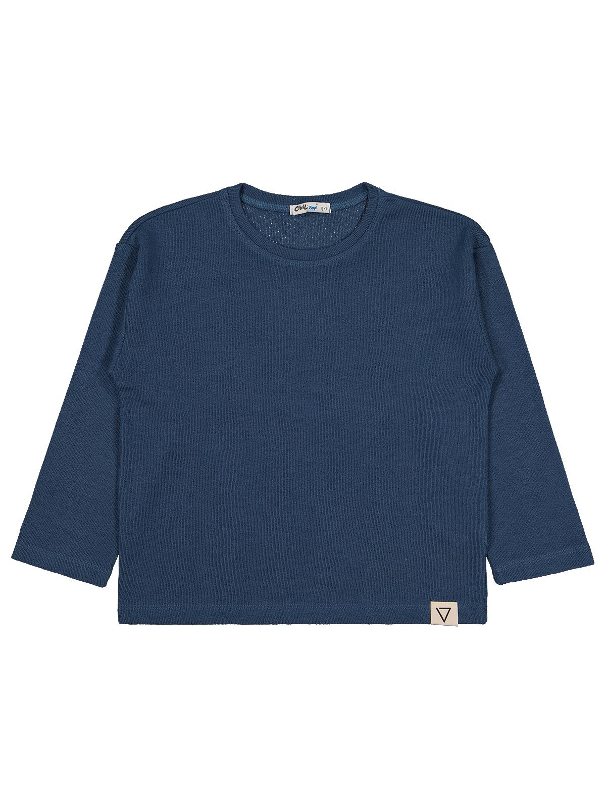 Civil Boys Jakarlı Basic 10-13 Yaş Sweatshirt - Mavi - Image 2