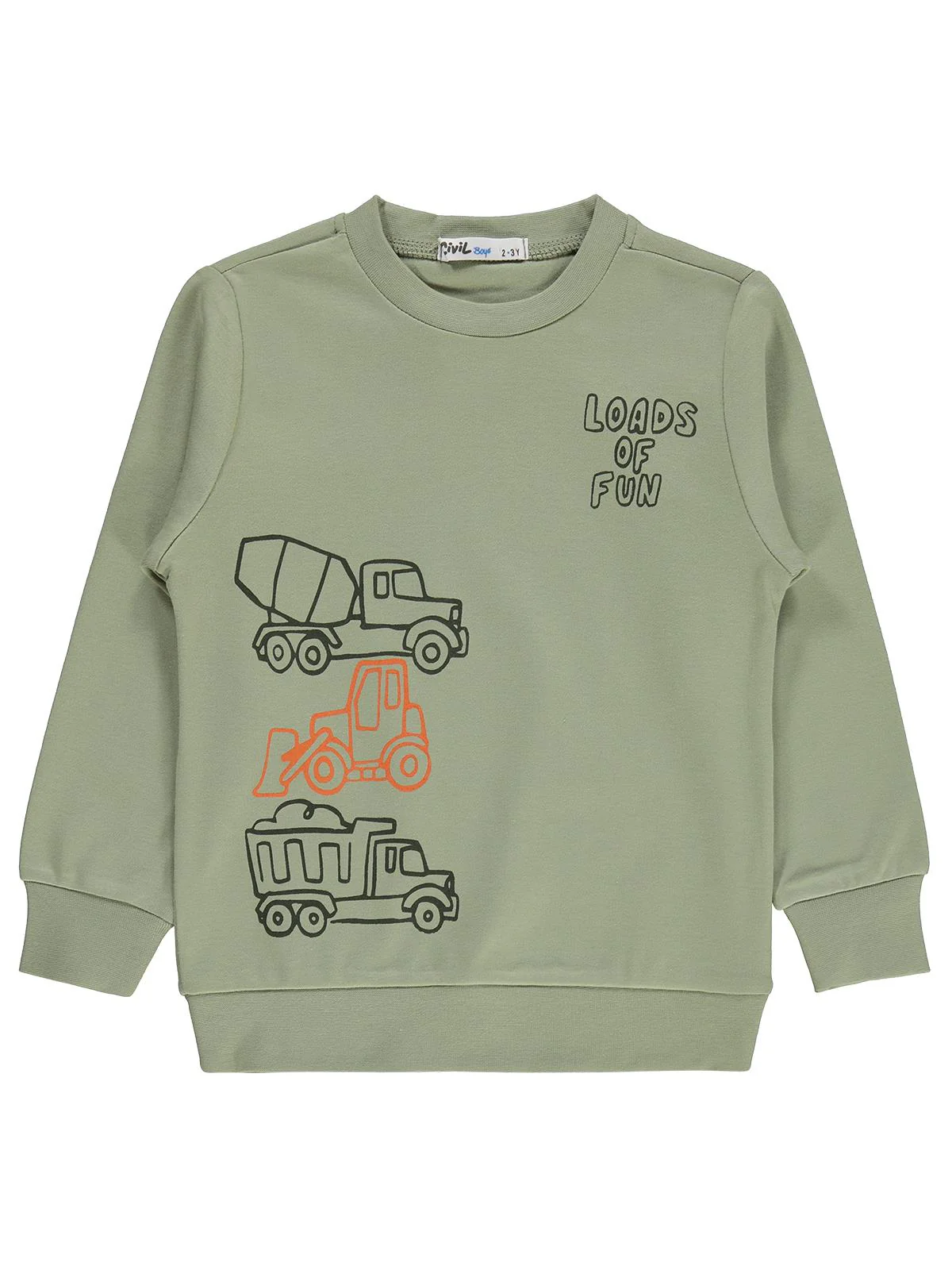 Civil Boys Kamyon Baskılı 2-5 Yaş Sweatshirt Km - Haki