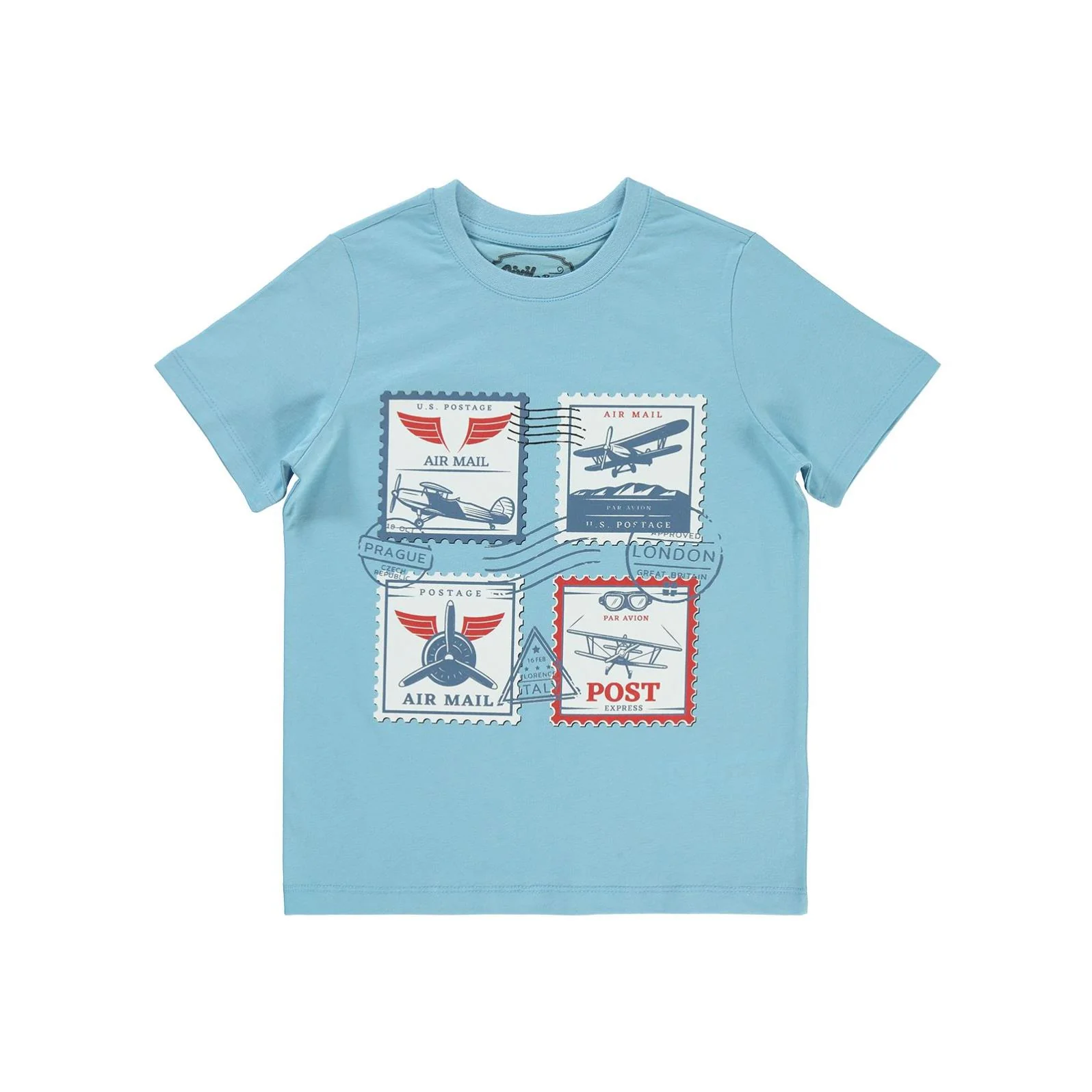 Civil Boys Kartpostal Baskılı 10-13 Yaş Tişört - Mavi - Image 12
