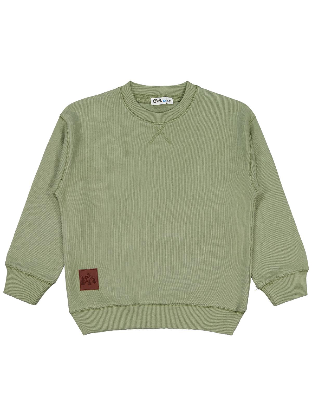 Civil Boys Karyoka Dikişli 6-9 Yaş Sweatshirt - Haki - Image 3