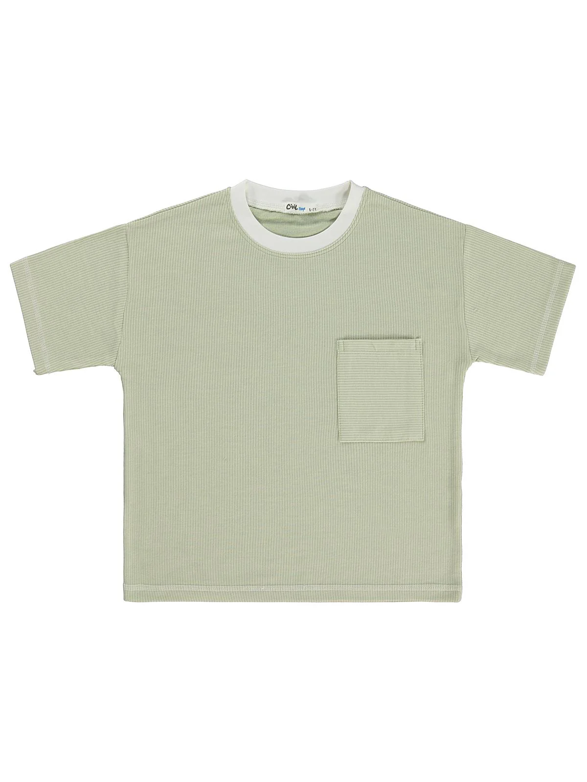 Civil Boys Karyoka Dikişli Cepli 6-9 Yaş Tişört - Yeşil