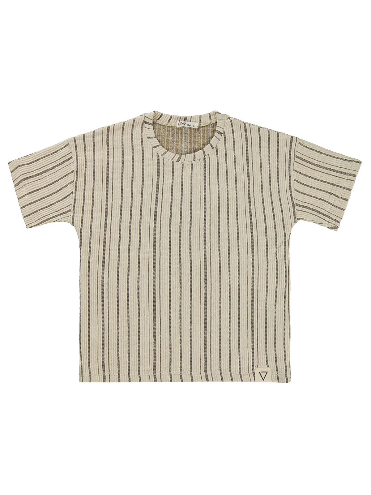 Civil Boys Kendinden Desenli 6-9 Yaş Tişört - Kahve - Image 2