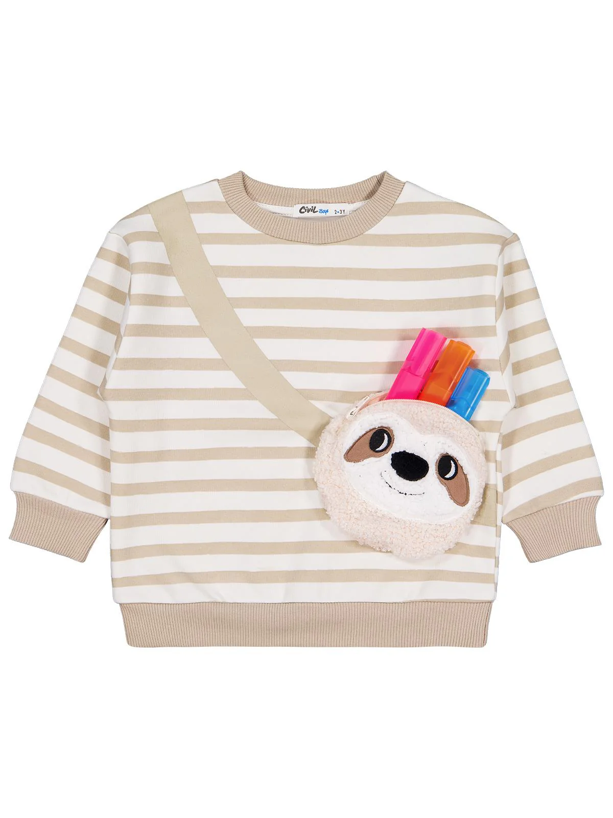 Civil Boys Koala Çantalı 2-5 Yaş Sweatshirt - Bej - Image 5