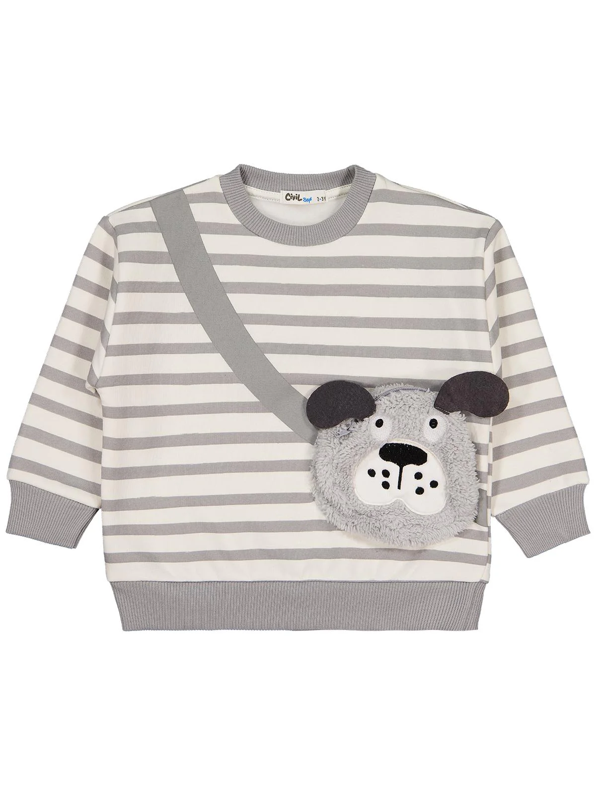 Civil Boys Köpek Çantalı 2-5 Yaş Sweatshirt - Gri - Image 4