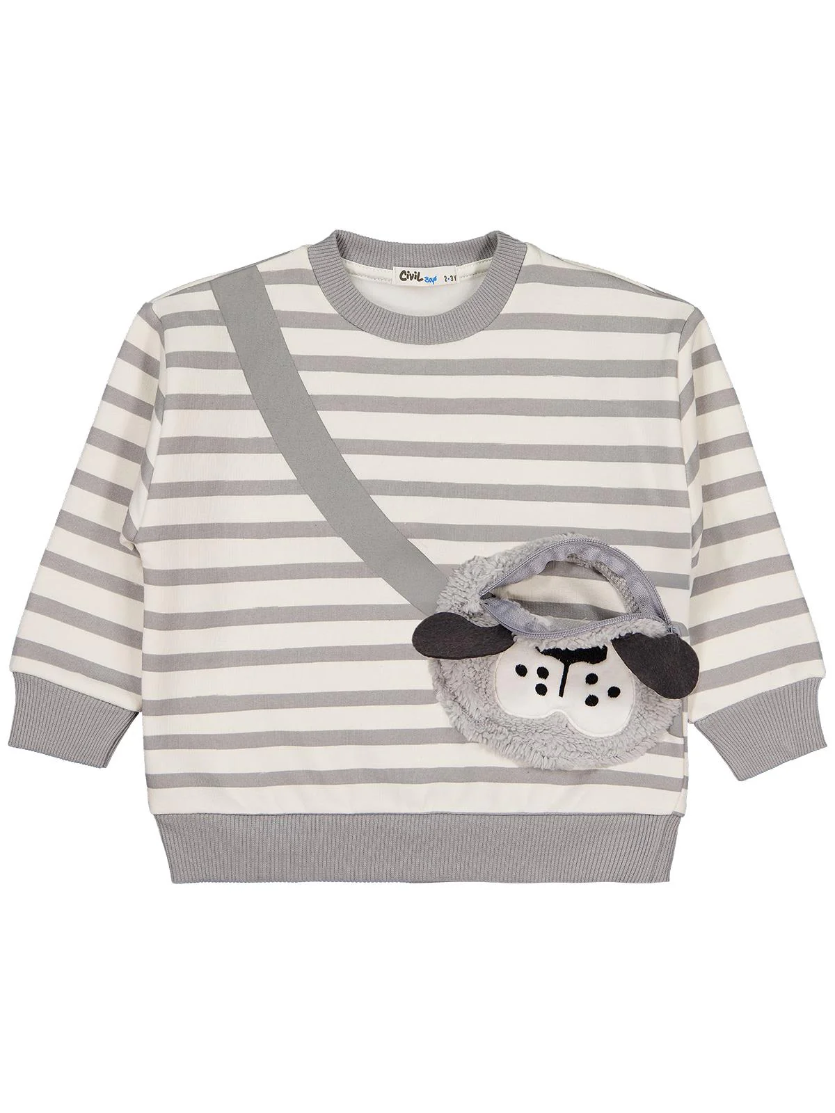 Civil Boys Köpek Çantalı 2-5 Yaş Sweatshirt - Gri - Image 9
