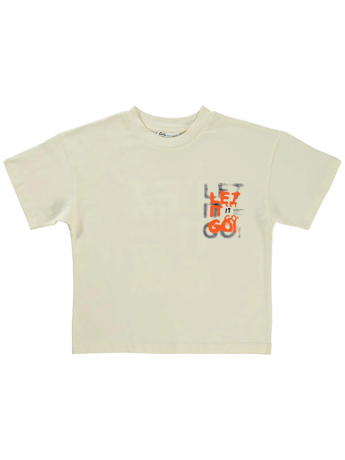 Civil Boys Let It Go Baskılı 10-13 Yaş Tişört - Fil Dişi - Image 5