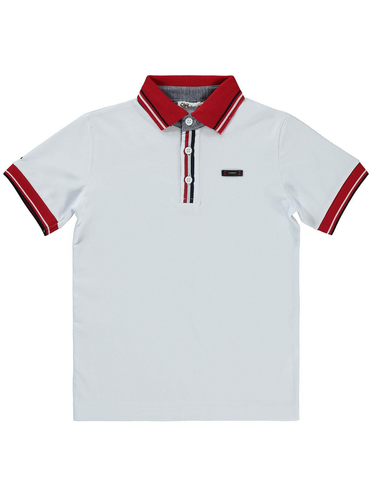 Civil Boys Polo Edition Nakışlı 6-9 Yaş Tişört - Beyaz