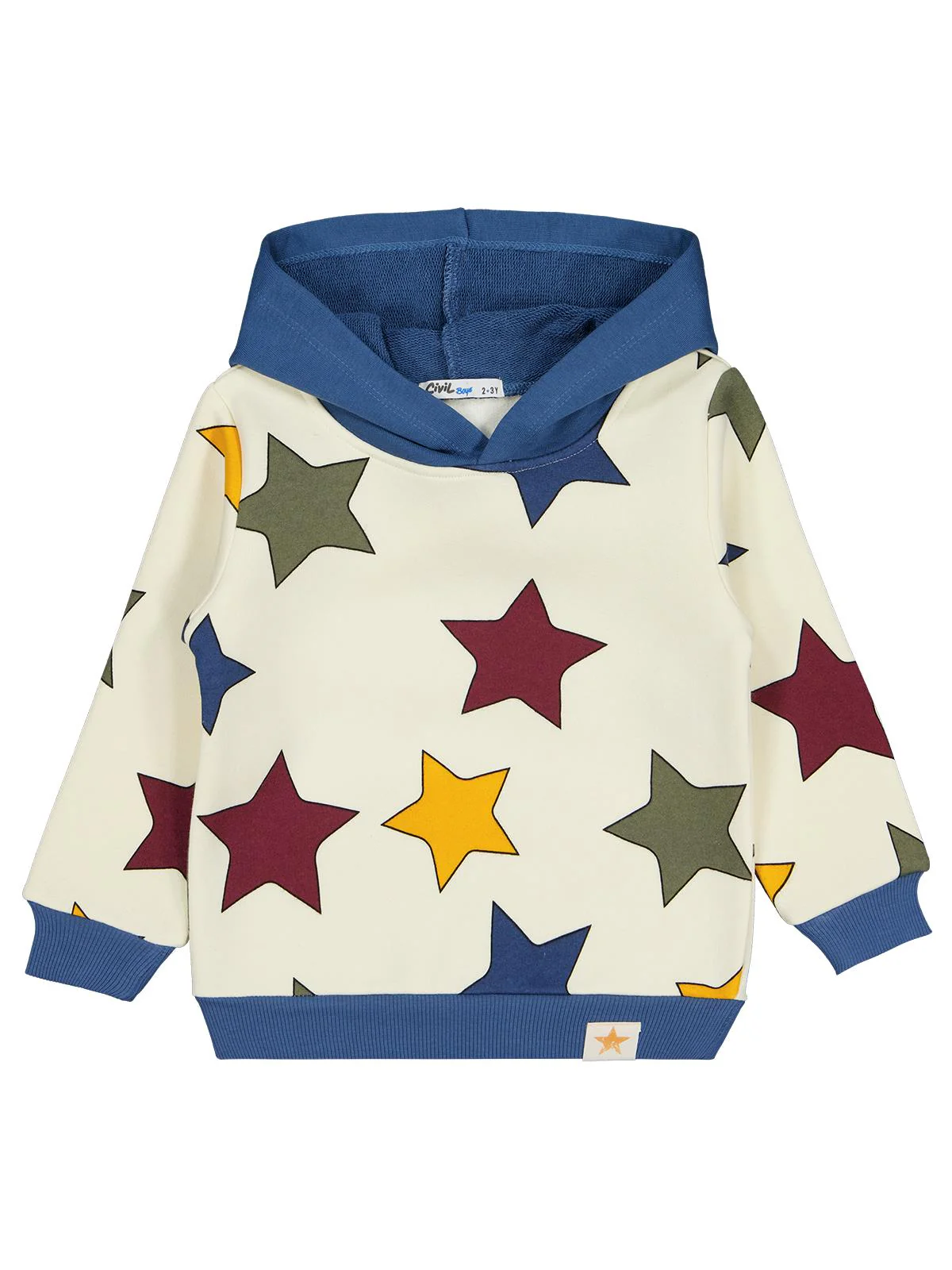 Civil Boys Renkli Yıldız Baskılı 2-5 Yaş Sweatshirt - Bordo - Image 3
