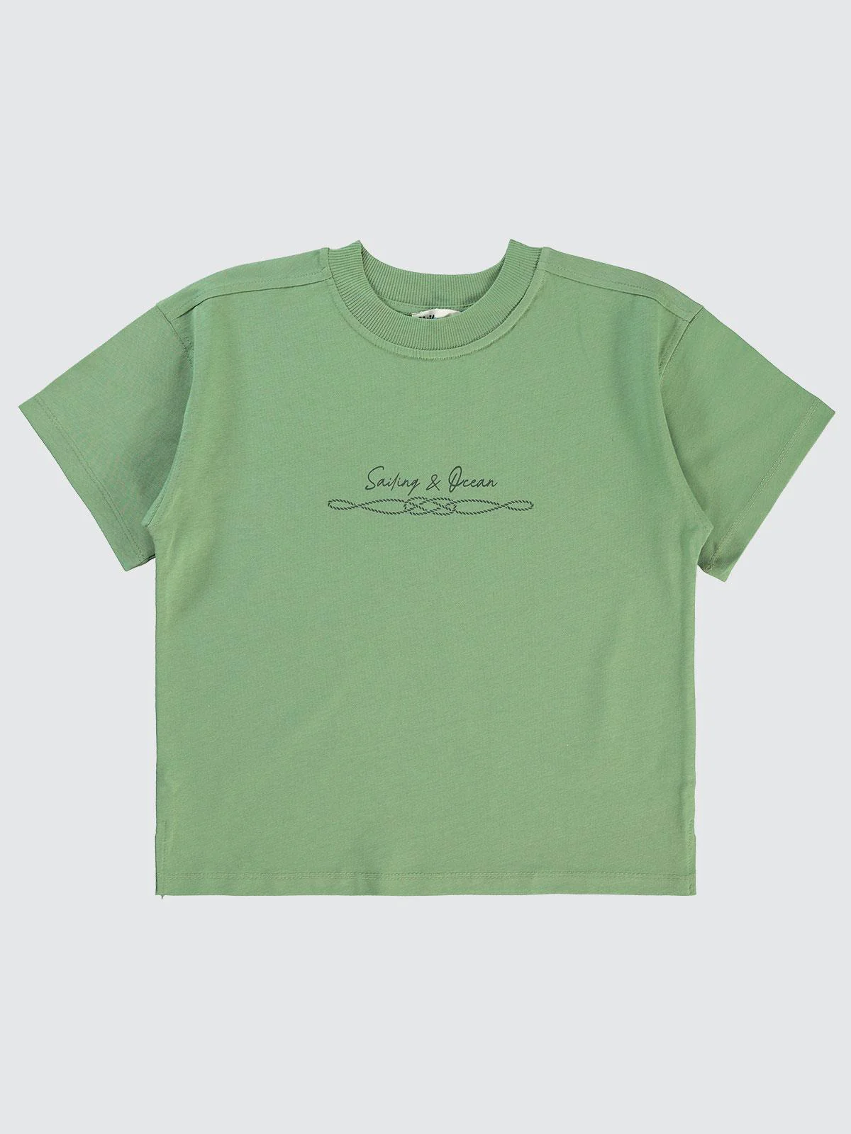 Civil Boys Sailing Baskılı Oversize 6-9 Yaş Tişört - Haki