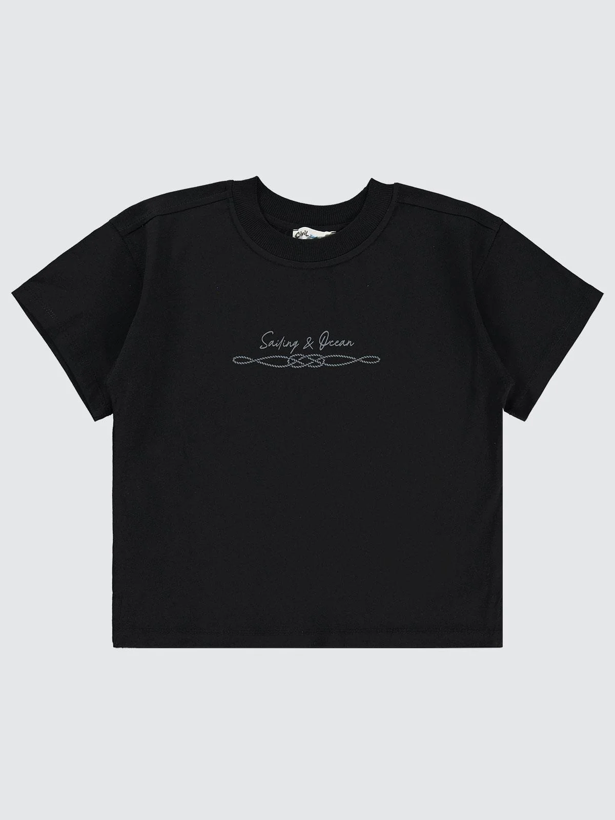 Civil Boys Sailing Baskılı Oversize 6-9 Yaş Tişört - Siyah